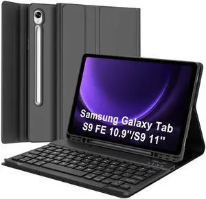 Keyboard Case for Galaxy Tab S10 FE/S9 FE 5G 10.9''/S9 11'' 2023, Detachable Wireless Bluetooth Keyboard, Slim Folio Stand Magnetic Cover with S Pen Holder Support Wireless Charging, Auto Wake/Sleep