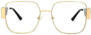 Zeelool Metal Square Glasses Frame for Women Blue Light Blocking Glasses Anti Eyestrain Glasses ZJGM107636-01 Gold