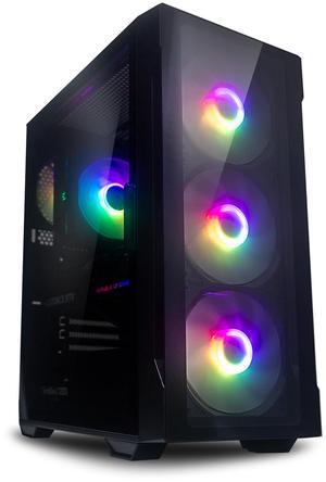 Zalman i3 ARGB Vision ATX Mid Tower RGB Gaming PC Case, 3 x 140mm & 1 x 120mm ARGB Fans Pre-Installed - Tempered Glass Front & Side Panel, Black