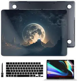 Batianda for New MacBook Pro 14 inch Case 2024 M4 2023 2021 Release with M3 M2 M1 Pro/Max Chip,Creative Series Designed Clear Hard Shell with Keyboard Cover & Screen Protector, Moon in Sky