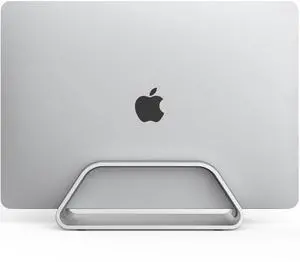 HumanCentric Vertical Laptop Stand Compatible with MacBook Pro and MacBook Air, Holder for Personal Computer Desk Stand, Aluminium, Exchangeable Inserts to Fit Different Device Models, Silver