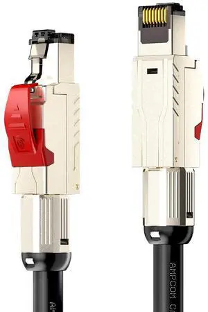 AMPCOM 6ft/2m Cat8 Ethernet Cable(Black) S/FTP 22AWG Screened Solid Cable 2000Mhz(2Ghz) up to 40Gbps with Gold Plated RJ45 Connector for Gaming, PlayStation, TV, Xbox, Switch, Router