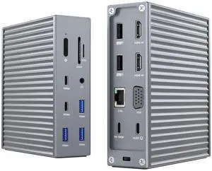 ACASIS USB C Docking Station Dual Monitor,Laptpop Docking Station with 4K60Hz HDMI,1080P60HZ VGA,2.5G Ethernet,SD/TF,10Gbps USB Sports,3.5mm Audio,PD100W,USB C Dock for MacOS/Laptpop/HP/DELL (S-GY)