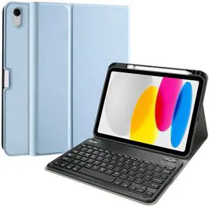 ProCase for iPad 11th (A16) 11-inch 2025 / 10th Generation Case with Keyboard 10.9 inch 2022, PU Leather Case with Magnetically Detachable Wireless Keyboard -SkyBlue ProCase for iPad 11th (A16) 11-inch 2025 / 10th Generation Case with Keyboard 10.9 inch 2022, PU Leather Case with Magnetically Detachable Wireless Keyboard -SkyBlue