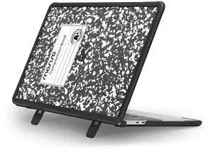 MOSISO Compatible with MacBook Air 13 inch Case 2025 2024 2023 2022 M4 A3240 M3 A3113 M2 A2681, Composition Book Heavy Duty Shockproof Hard Shell with Fold Kickstand for MacBook Air 13.6 inch, Black