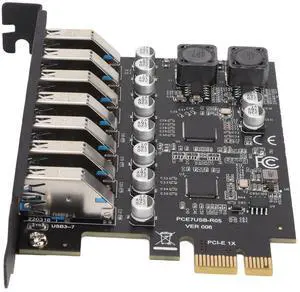 Pcie USB Card Pcie USB 3.2 Metal, Plastic 7 Port Pcie Expansion Card 7 Ports USB 3.2 Gen1 5Gbps High Speed Stable Power USB 3.2 Gen1 Front Expansion Card