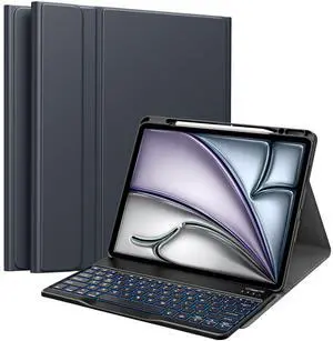 MoKo Keyboard Case for New iPad Air 13 Inch Case with Keyboard 2025/2024, Multi-Angle Magnetic Stand Cover for iPad Pro 12.9 2022/2021/2020/2018, Detachable Wireless Bluetooth Keyboard, Space Gray