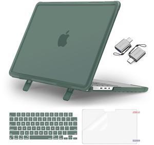 MOSISO Compatible with MacBook Pro 14 inch Case 2025-2021 M4 M3 M2 M1 A3112 A3185 A3401 A2918 A2992 A2779 A2442, Heavy Duty Hard Case with Fold Kickstand&Keyboard Skin&Screen Film&Type C,Emerald Green