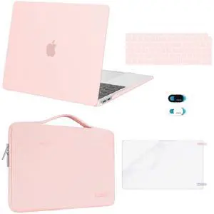 MOSISO Compatible with MacBook Air 13 inch Case M1 Chip 2021 2020 2019 2018 Release A2337 A2179 A1932 Retina Display, Plastic Hard Shell Case&Bag&Keyboard Skin&Webcam Cover&Screen Film, Chalk Pink