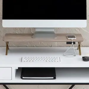 Anji Mountain Monitor Stand - Desktop Organizer & Laptop Riser, Ergonomic Monitor Riser, Space-Saving Monitor Stand for Desk, Durable Construction, Easy Assembly, Ideal for Home & Office,Biscotti