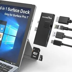 Microsoft Surface Pro 7 Docking Station with 4K HDMI Adapter+1000M Ethernet LAN+60W Type-C Port+USB 3.0 Port+SD/TF Card Reader Converter Combo Adapter for Microsoft Surface Pro 7/Pro 7+ ST-769-P7