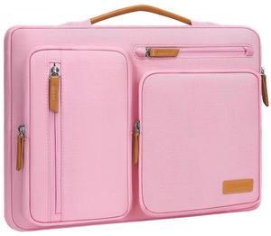 MOSISO 360 Protective Laptop Case 15 inch, 15 inch Laptop Sleeve Compatible with MacBook Air M4 M3 M2 2025 2024 2023, Dell XPS Plus, Side Open Carrying Case with 4 Zipper Pockets&Handle, Pink