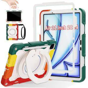 ROISKIN for iPad Air 11 inch Case (M3 2025/M2 2024)/ Air 6th Generation for Kids with HD Screen Protector, 360 Rotating Kickstand, Shoulder Strap, Rugged Heavy Duty Military Case for iPad Air 11