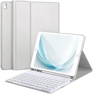 AHYWTAN Keyboard Case for iPad 9/8/7th Gen 10.2'',Case with Keyboard ipad 10.2 inch,Keyboard for iPad 9th Gen,Bluetooth Keyboard for iPad 10.2,iPad Keyboard Case 9th Gen with Pencil Holder (Grey)