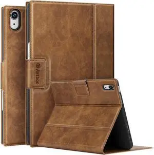 Antbox Case for iPad Mini 7 A17 Pro, iPad Mini 7th/6th Generation Case (2024/2021) with Pencil Holder Vegan Leather Smart Cover with Auto Sleep/Wake Stand Function (Tan)