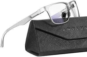 ANYLUV Blue Light Blocking Glasses Men Computer Gaming Glasses Lightweight Al-Mg Metal Anti Eyestrain Eye Protection
