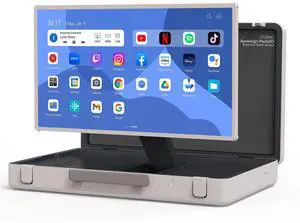 apolosign packgo(r) 27 inch Portable Briefcase TV, Portable Entertainment System, Android OS, Compact Suitcase Design, Bluetooth 3D Speakers, Built-in Battery 6H, Smart Screen for Travel & Parties