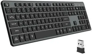 BFRIENDit Wireless Keyboard Ultra - Quiet Chocolate Keys 2.4GHz Connection Slim Wireless Computer Keyboard for Mac, Windows 11/10/8/7/Vista, Microsoft & PC, Smart TV, RF1430K - Grey