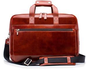 Bosca Old Leather Vintage Style Work Satchel Messenger Bag - Professional Laptop Briefcase Bag for Men with Multiple Storage & Computer pocket for Office & Travel - Cognac Brown