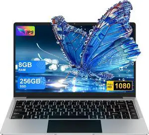 bvate Laptop Win 11 14" 256GB SSD Up to 1TB SSD Expand Celeron N4020 Up to 2.8Ghz Dual-Core Processor 8GB DDR4 1920x1080 FHD Dual WiFi BT4.2 with Webcam Screen Projection Function for Business-Silver