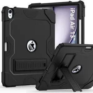 Cantis Case for iPad Air 13 Inch (M3) 2025/ for iPad Air 13-inch (M2) 2024 with Pencil Holder, Heavy Duty Shockproof Case for i Pad Air 13" Supports Pencil Pro and Pencil (USB-C), Black
