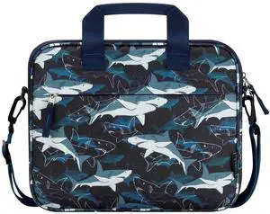 Choco Mocha Kids Tablet Sleeve Bag for Boys, 12.5 Inch Tablet Carrying Case for Fire 7 8 10 HD 8 10, Chromebook, Kindle Kids Edition, iPad Bag for Kid, Shark Navy Blue