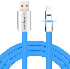 chubbycable Neon Chubby - Fast Charge Cable with Smart Light RGB Color Gradual Light Up LED USB Charging Cable, Blue, USB-A to Type-C, 1.64 FT