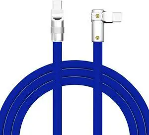 chubbycable FlexElbow Pro - 90 Degree Design 240W Fast Charge Cable Ultra-Thick Silicone Right Angle USB C Cable Phone Tablets Charging Cord, Dark Blue, Type-C to Type-C, 0.82FT