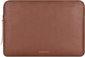 Comfyable Slim Laptop Sleeve Compatible with 13 Inch MacBook Air 13 in M4 M3 M2 M1, 13" MacBook Pro, PU Leather Bag Water-Resistant Cover Case, Brown