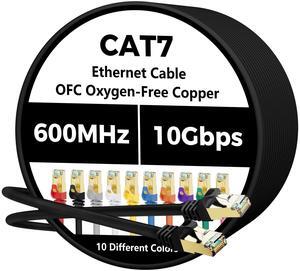 Cat 7 Ethernet Cable 100 FT, 10Gbps High Speed Internet Cord, SFTP Shielded, OFC Pure Copper, CAT7 RJ45 LAN Network Cable Compatible with PC, Laptop, PS5, Xbox Modem, Router, PoE, Black Cable Cat 7 Ethernet Cable 100 FT, 10Gbps High Speed Internet Cord, SFTP Shielded, OFC Pure Copper, CAT7 RJ45 LAN Network Cable Compatible with PC, Laptop, PS5, Xbox Modem, Router, PoE, Black Cable