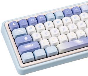 COOMICKEY Blue White PBT Keycaps XOA Keycap, Custom Keyboard Keycaps 60 65 75 100 Percent, Cute Key Cap Dye Sublimation, 130 Keys Anime Keycap Set for Cherry Gateron MX Switches Keyboards
