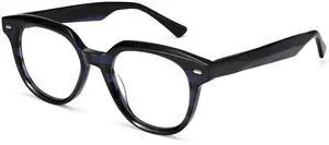 Dollger Blue Light Blocking Glasses For Woman Men Thick Square Frame Round Non-Prescription, For Computer, Work,Gaming,TV (Blue leopard print)