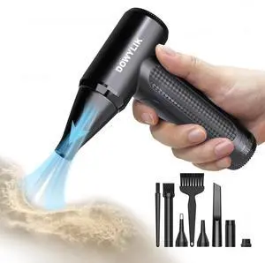 DOWYLIK Compressed Air Duster - 150000RPM Brushless Motor, Mini Air Blower for PC Cleaning Kit, Canned Air Duster for Computers, Rechargeable & Portable Compressed Air for Electronics