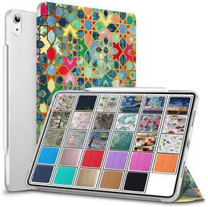 DuraSafe Cases for iPad PRO 11 Inch 1 Gen 2018 [ PRO 11 1st ] A1980 A1934 A2013 A1979 MU0T2LL/A MU0Y2LL/A MTXN2LL/A MTXP2LL/A Printed Lightweight PC Dual Angle Stand Clear Flip Back Cover - Damask