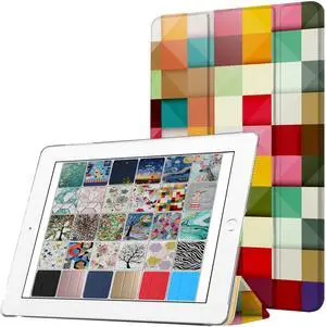 DuraSafe Cases for iPad PRO 10.5 Inch 2017 Air 10.5 3rd Generation 2019 [ Air 3 ] A1701 A2152 A2123 MQF12LL/A MQEY2LL/A Printed Lightweight PC Dual Angle Stand Clear Flip Back Cover - Color Grid