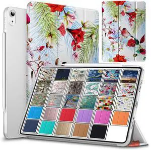 DuraSafe Cases for iPad Air 6th 2024 / Air 11" Air 5th 2022 Air 4th 2020 10.9 Inch A2588 A2316 MM6R3LL/A MM6T3LL/A MYHX2LL/A MYJ22LL/A Printed Lightweight PC Clear Flip Back Cover - Birds & Flowers