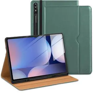 DTTO for Samsung Galaxy Tab S10 Ultra / S9 Ultra / S8 Ultra Case 2024/2023/2022, Premium Leather Business Folio Stand Cover with S Pen Holder for 14.6 Inch Tablet, Auto Wake/Sleep, Midnight Green