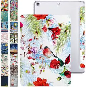 DuraSafe Cases for iPad Mini 7.9 Inch 5 Gen [ Mini 5th Generation 2019 ] A2133 A2124 A2126 MUXH2LL/A MUXF2LL/A MUXG2LL/A Trifold Printed PC Lightweight Protective Clear Back Cover - Birds & Flowers