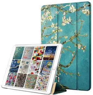 DuraSafe Cases for iPad PRO 12.9 1 Gen 2015 [ iPad 12.9 Inch 1st ] A1652 A1584 Trifold Printed Hard Smart PC Transparent Back Cover - Almond Flower Bloom