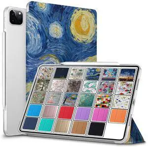 DuraSafe Cases for iPad PRO 12.9 Inch 2021 5th 2020 4th Gen [ Pro 12.9 5 4 ] A2378 A2461 A2379 MHNR3LL/A MHNT3LL/A MY3K2LL/A MY3J2LL/A Printed PC Dual Angle Stand Clear Flip Back Cover - Starry Night