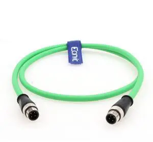 Eonvic Flexible Gigabit Ethernet Cable M12 D Code 4 Pin to 4 Pin Male Cat5e Shielded Networking Cable for Industrial Camera (1M)