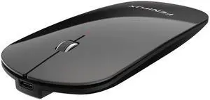 Bluetooth Mouse FENIFOX Slim Mini Whisper-Quiet Flat Portable Wireless Mice Rechargeable Compatible with Laptop,PC,Tablet Android Windows XP(Black)