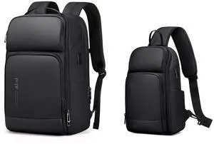 FENRUIEN 17" Padded Backpack & Convenient Sling Bag