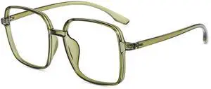 Firmoo Blue Light Blocking Glasses for Women Men, Green Oversized Square Frame Computer Screen Gaming Anti-Eyestrain & UV Glare Glasses