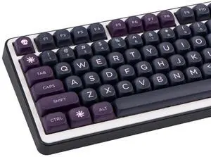 GEKUCAP PBT Keycaps 126 Keys MOA Profile Keycap Black Purple Custom Keyboard Keycaps Set 5 Side Dye Sublimation Key caps for Cherry Gateron MX Switches Keyboards