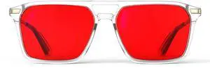 Goiteia 100% Blue Light Blocking Glasses - Red Sleep Glasses for Total Blue and Green Light Blocking - Relieve Eye Strain & Improve Sleep - Spring Hinges for Superior Comfort