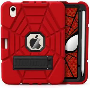 Grifobes Case for iPad Mini 7th 2024 (A17 Pro) / Mini 6th Generation 2021 8.3", Heavy Duty Shockproof Cover with Pencil Holder Stand, for Mini 7/6 Gen 8.3 inch Case for Kids Boys (Red+Black)