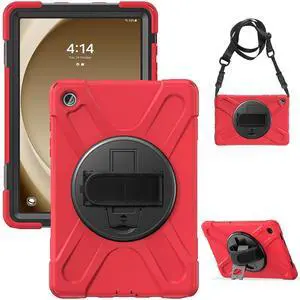 HDAYM for Samsung Galaxy Tab A9+ Plus Tablet Case 11 inch 2023 SM-X210/X216/X218,with Rotating Stand,Shoulder Strap,Pencil Holder,Sturdy Heavy Duty Full Body Shockproof Protective Cover
