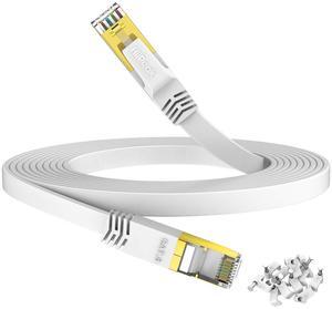 HiiPeak Cat 8 Ethernet Cable 100ft - Cat8 Flat Internet Cable High Speed LAN Patch Network Cables with RJ45 Gold Plated Connector, Compatible with Cat5/Cat6/Cat7, White 100 ft