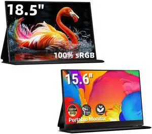 Ingnok 15.6" & 18.5" Portable Monitor FHD 1080P IPS Screen, USB C HDMI Port for Laptop Mac PC